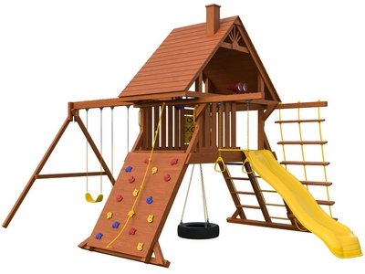 Детская площадка New Sunrise &quot;Нью Санрайз&quot; Джая с деревянной крышей и рукоходом
