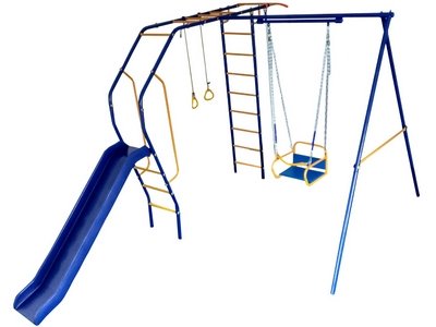 Детский спортивный комплекс Модель № 2 с горкой 2,0 метра, качелями на подшипниках/цепях