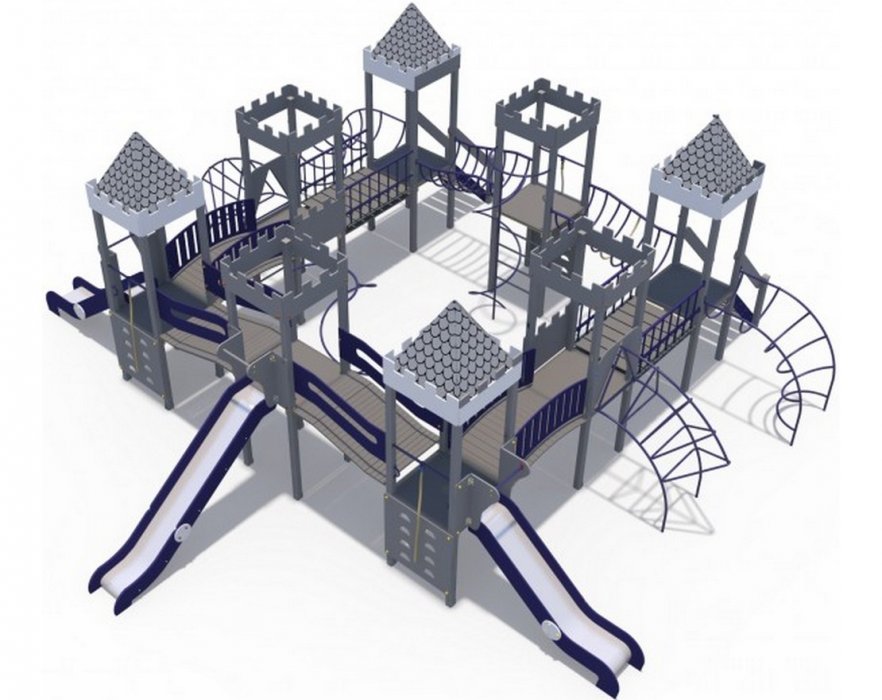 Детский игровой комплекс Сити с тремя горками металлический скат,Н-1200 и 1500 ДИО 13072.2